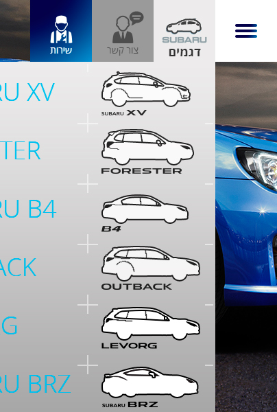 Subaru | Web Custom Icon Menu Design