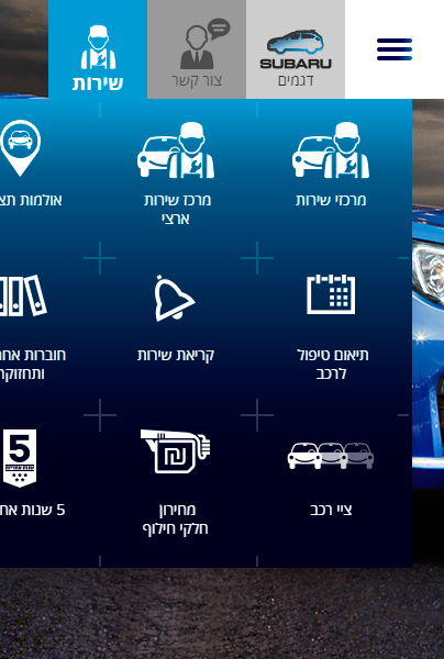 Subaru | Web Custom Icon Menu Design